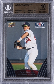 2008-09 UD USA Baseball #47 Bryce Harper Rookie Card - BGS PRISTINE 10